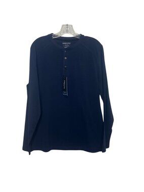 Kenneth Cole Long Sleeve Shirt Slim Fit Knit Mens Medium Blue New Soft Fabric UP